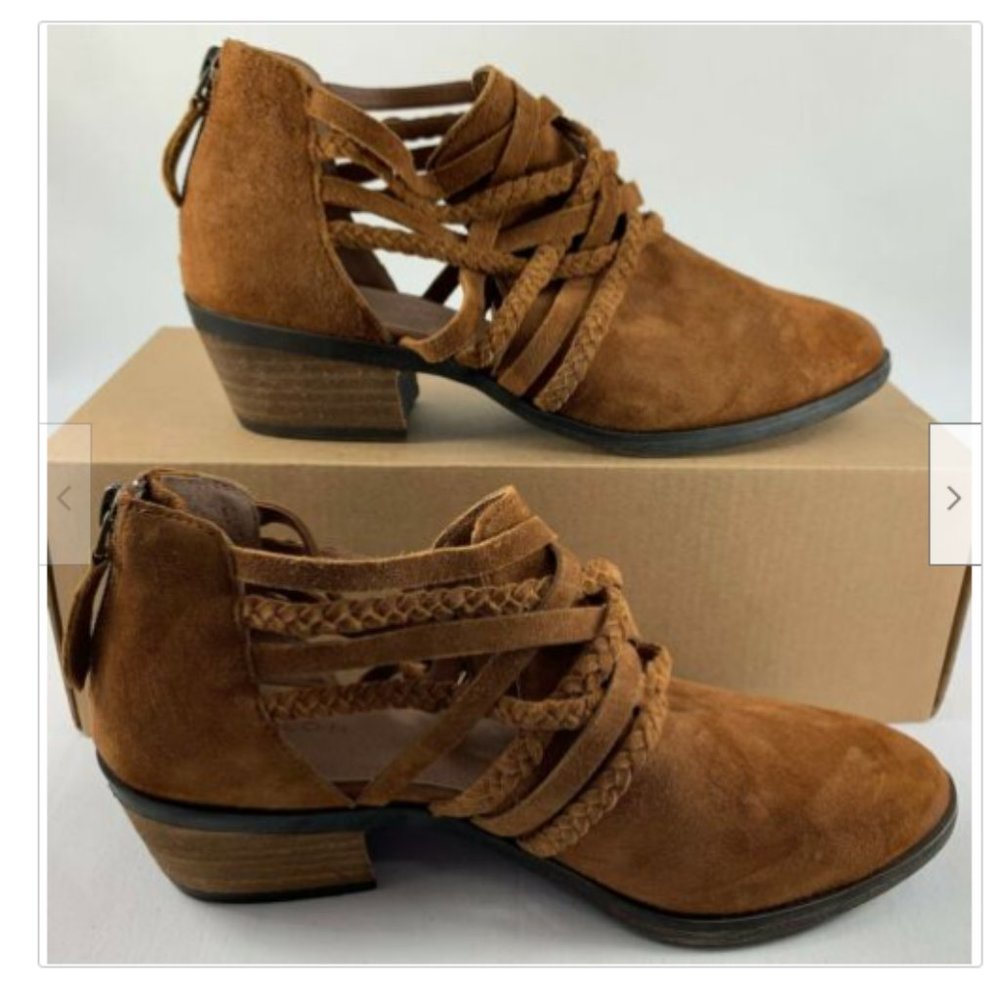 CASLON Women's Liam Braided Cognac Suede Booties
